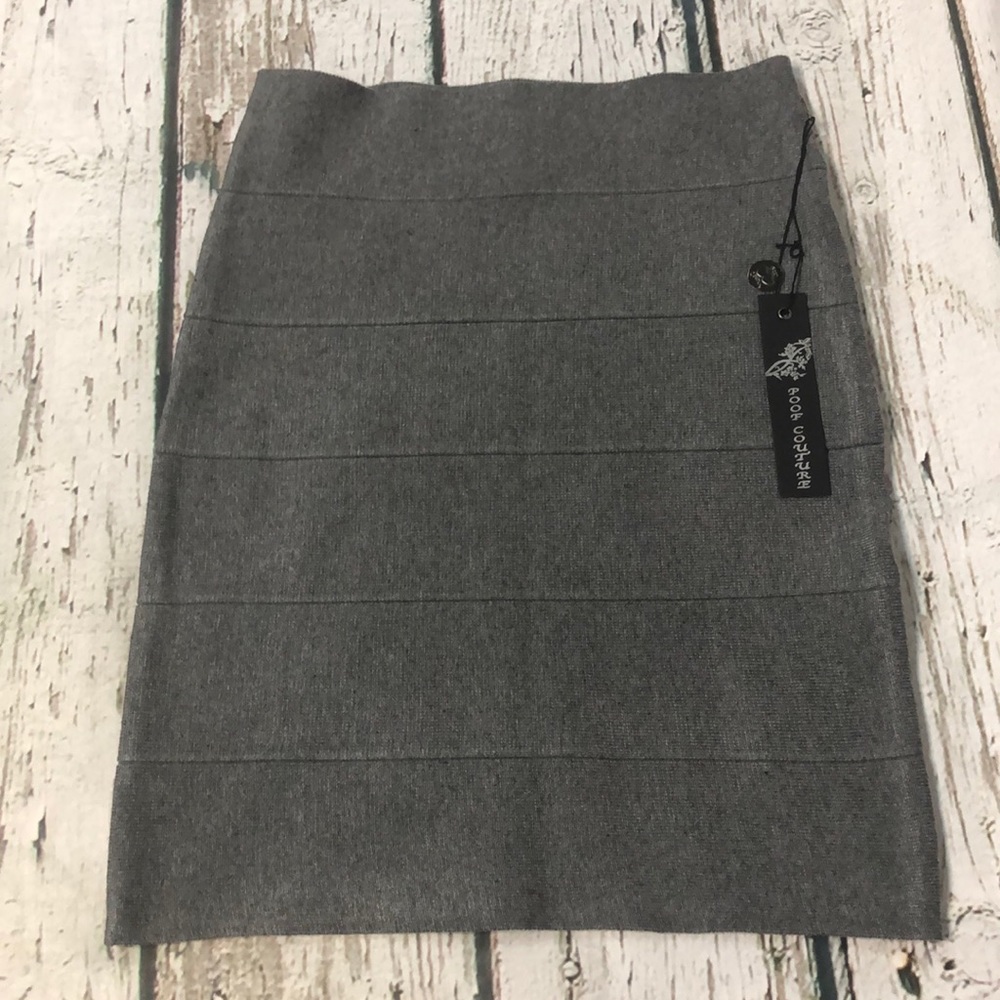 Poof Couture Knit Grey Skirt NEW
